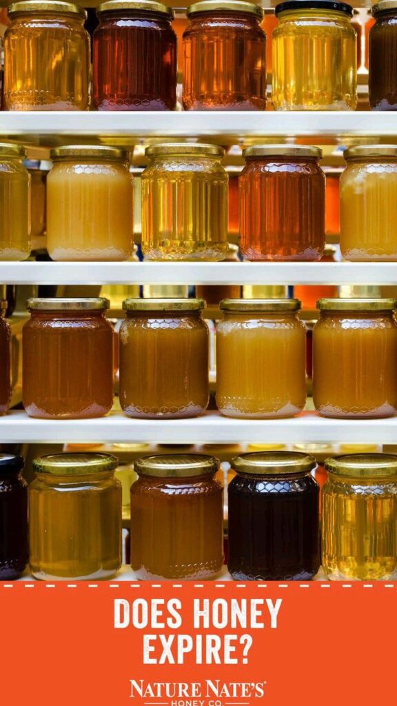 Glass jars filled with different natural honey